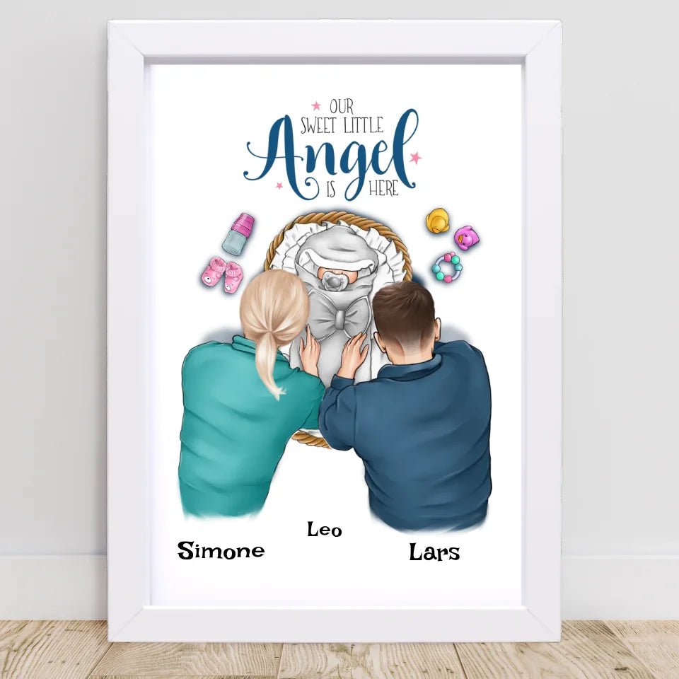 Baby Geburt Junge & Mädchen Bild Geschenk personalisiert - Cantty