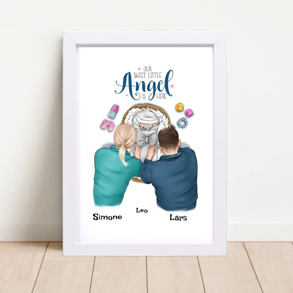 Baby Geburt Junge & Mädchen Bild Geschenk personalisiert - Cantty