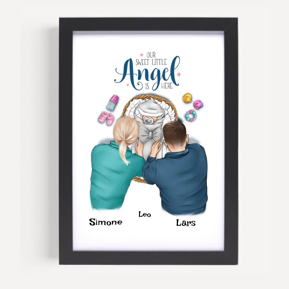 Baby Geburt Junge & Mädchen Bild Geschenk personalisiert - Cantty