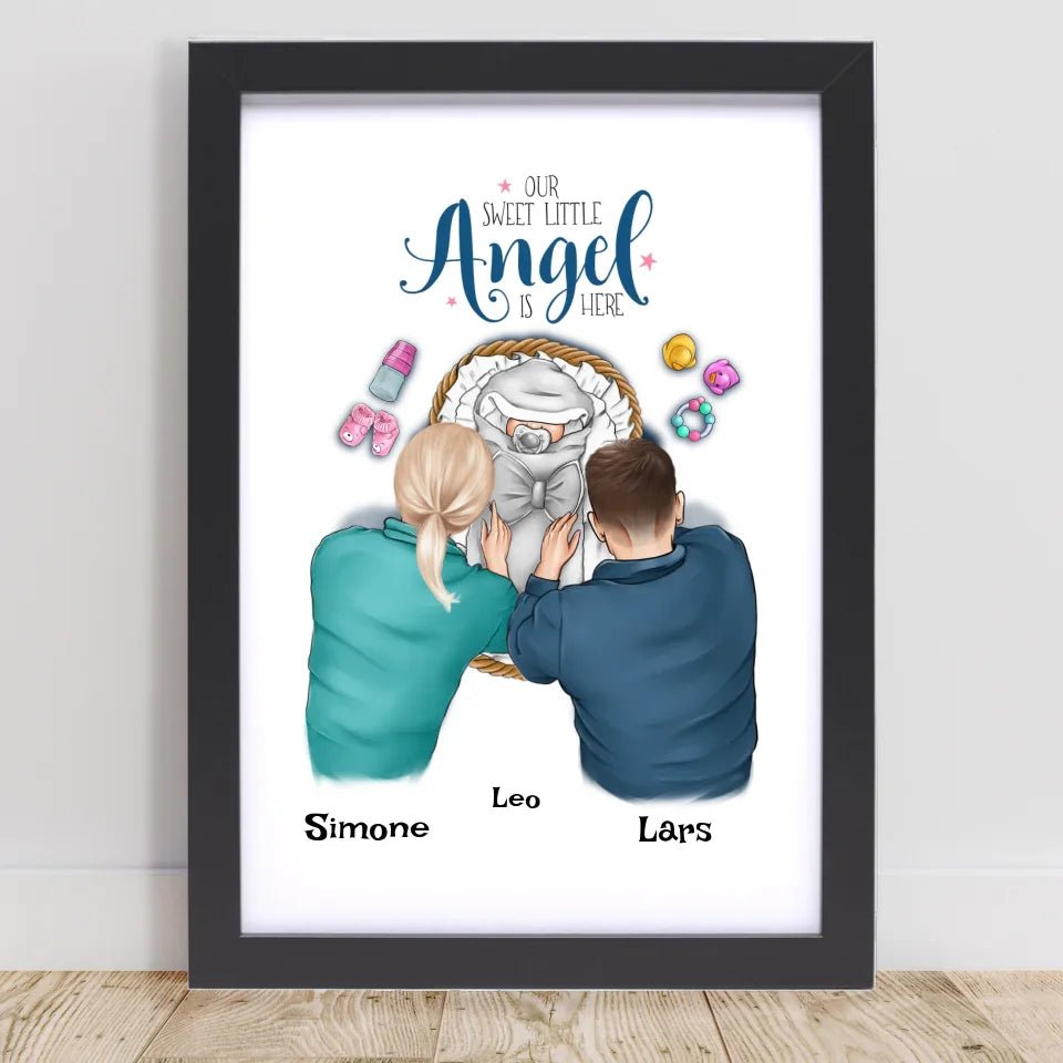 Baby Geburt Junge & Mädchen Bild Geschenk personalisiert - Cantty