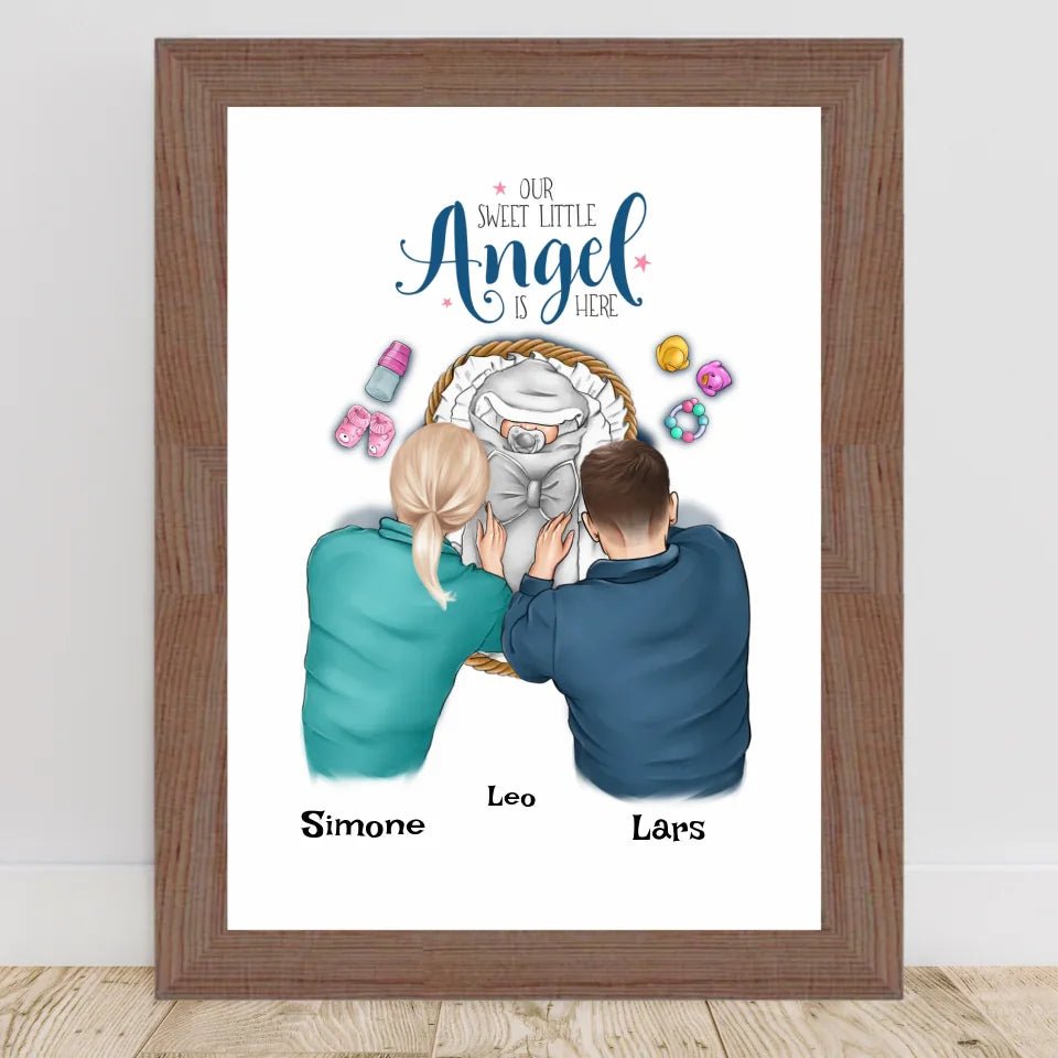 Baby Geburt Junge & Mädchen Bild Geschenk personalisiert - Cantty