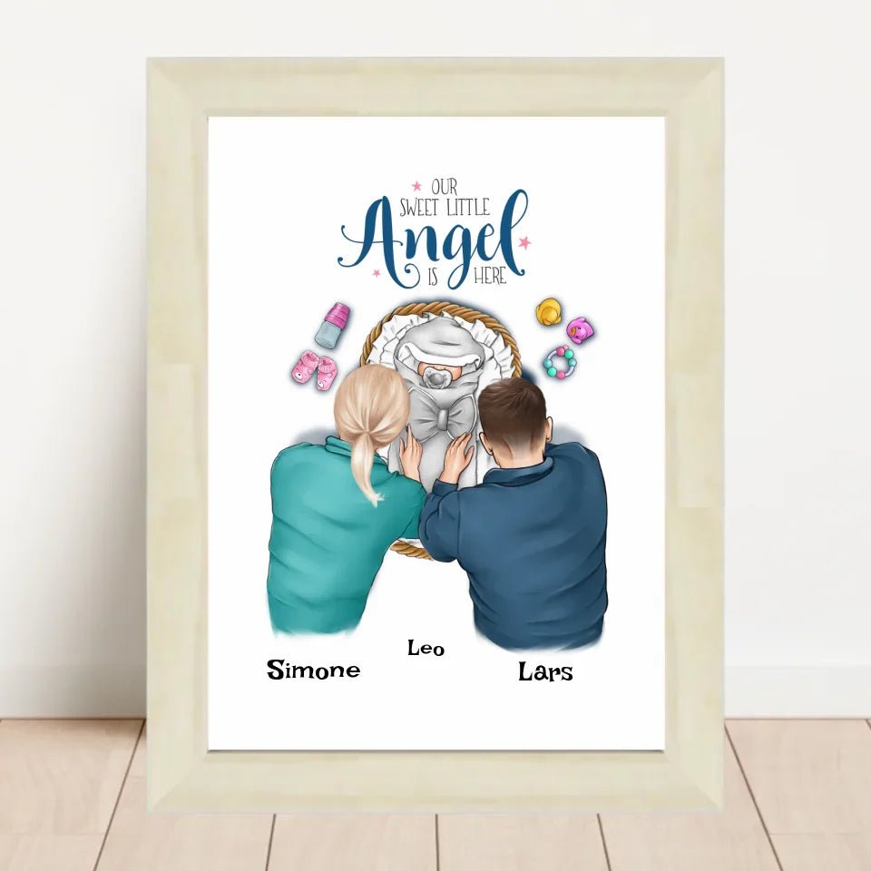 Baby Geburt Junge & Mädchen Bild Geschenk personalisiert - Cantty