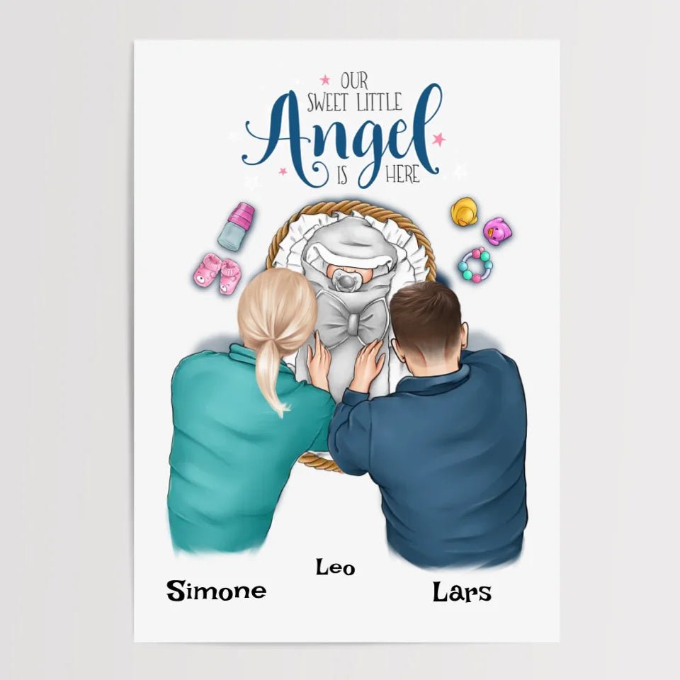 Baby Geburt Junge & Mädchen Bild Geschenk personalisiert - Cantty