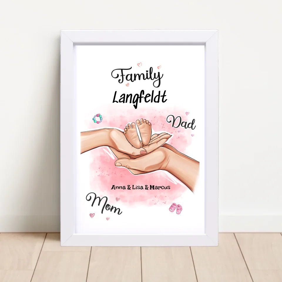 Personalisiertes Geburtsgeschenk Baby Hände Poster - Cantty