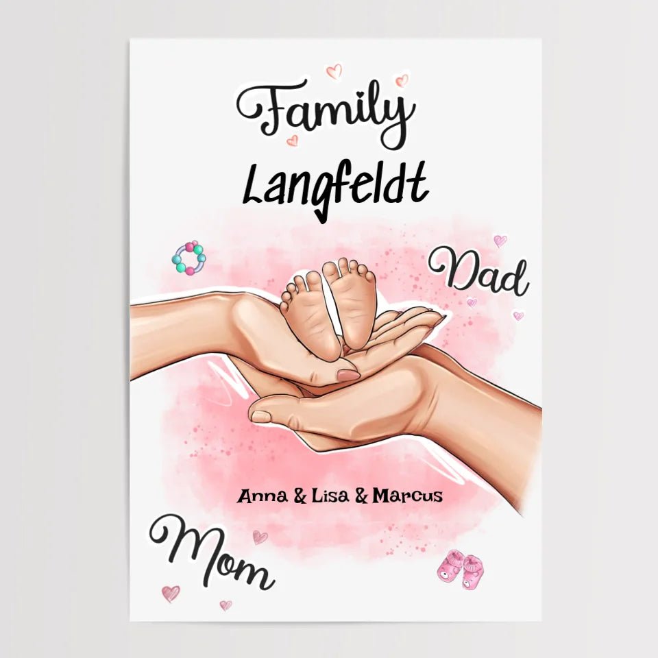 Personalisiertes Geburtsgeschenk Baby Hände Poster - Cantty