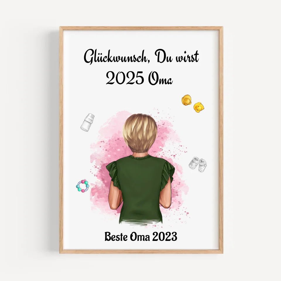 Du wirst Oma Poster personalisiert Schwangerschaft Ankündigung - Cantty