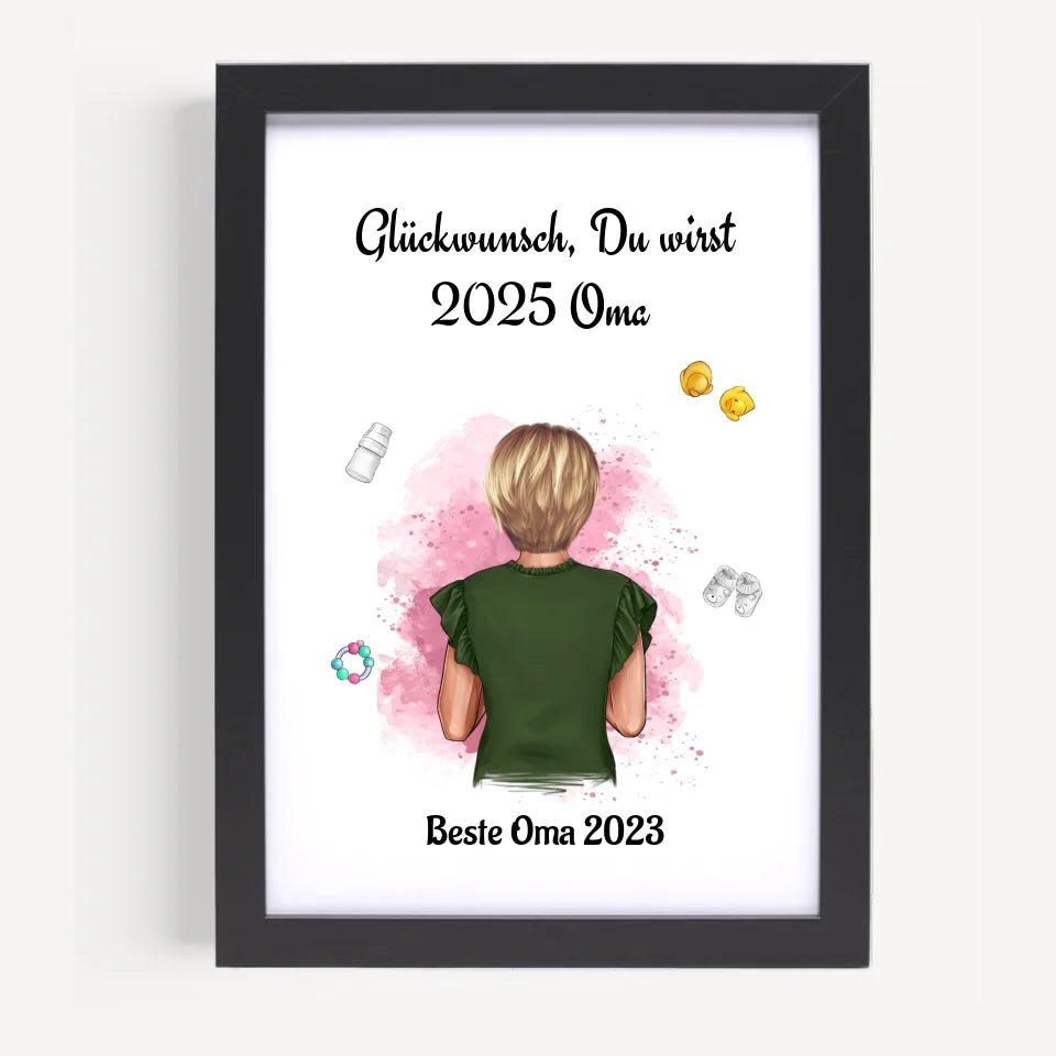 Du wirst Oma Poster personalisiert Schwangerschaft Ankündigung - Cantty