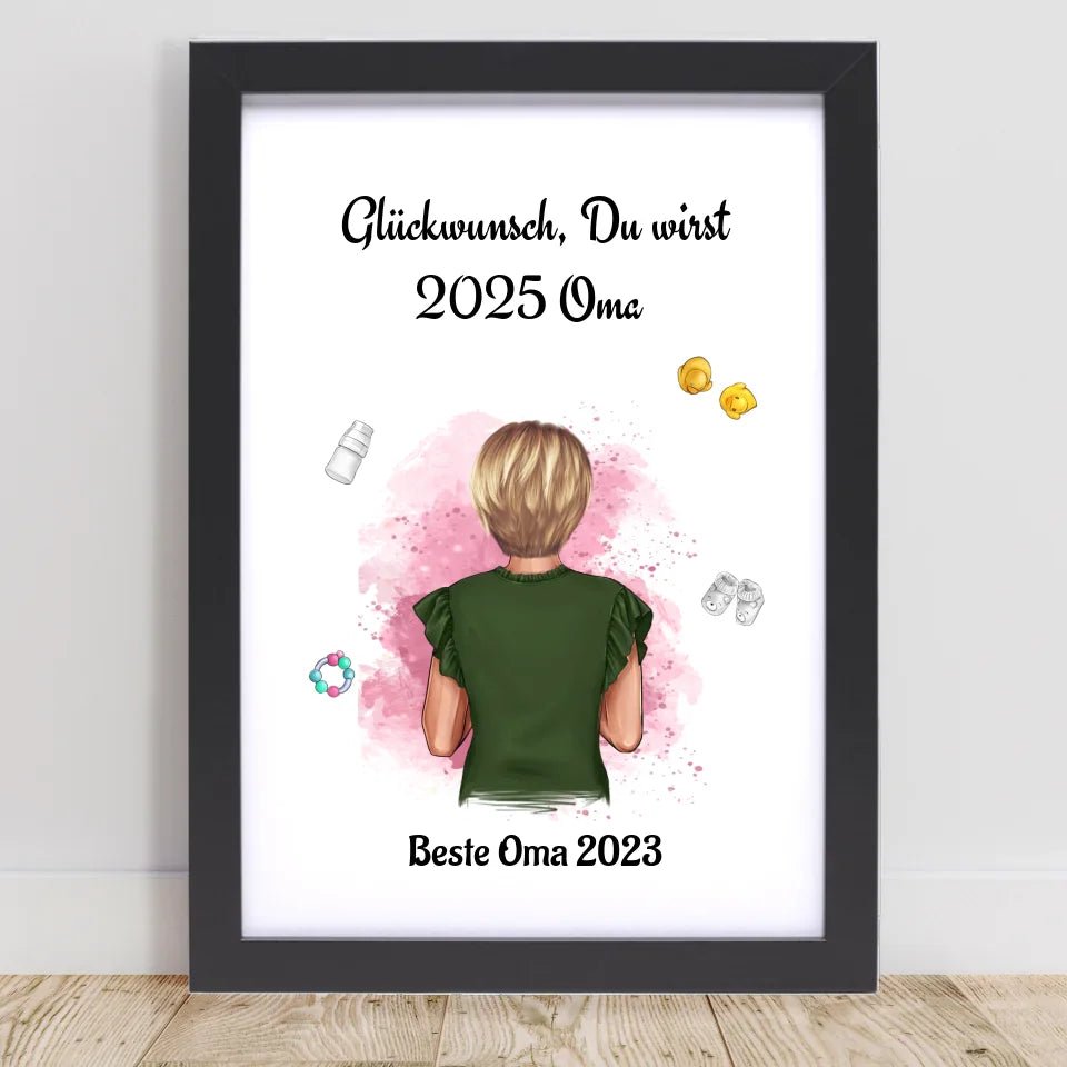 Du wirst Oma Poster personalisiert Schwangerschaft Ankündigung - Cantty