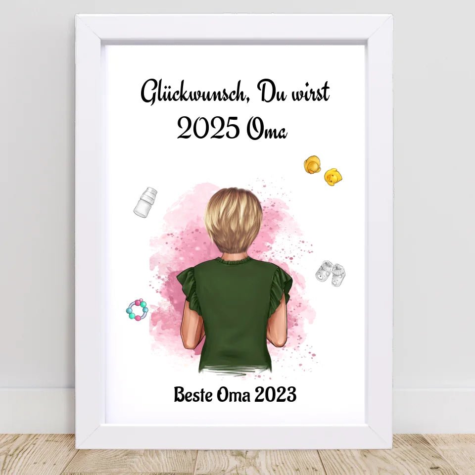 Du wirst Oma Poster personalisiert Schwangerschaft Ankündigung - Cantty