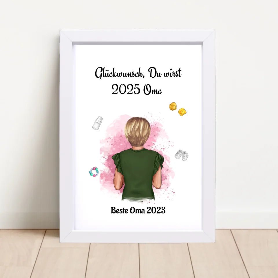 Du wirst Oma Poster personalisiert Schwangerschaft Ankündigung - Cantty