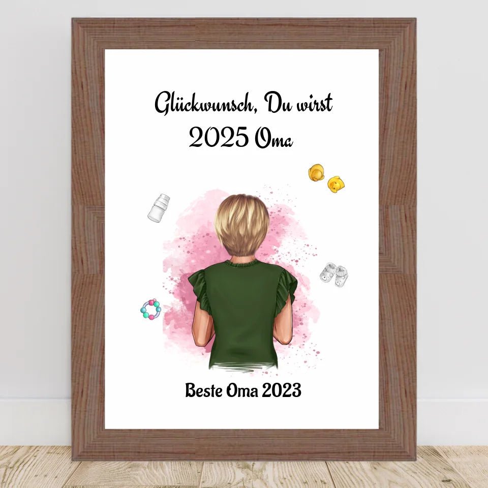 Du wirst Oma Poster personalisiert Schwangerschaft Ankündigung - Cantty