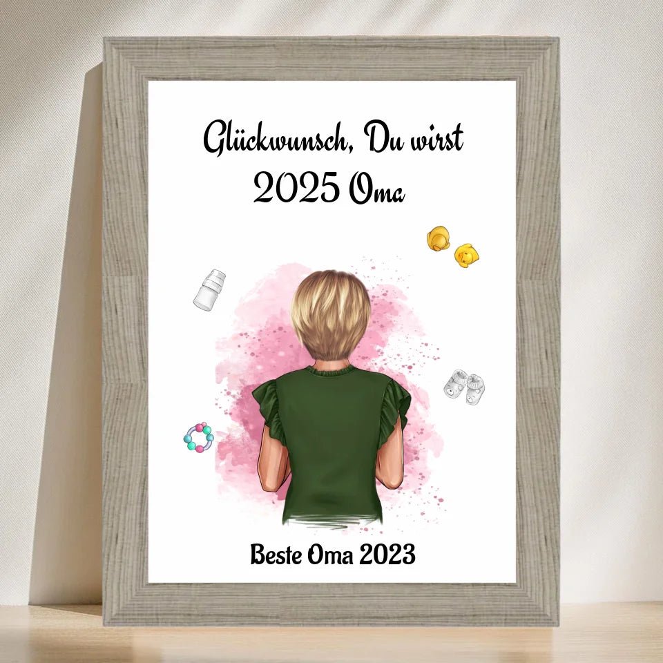 Du wirst Oma Poster personalisiert Schwangerschaft Ankündigung - Cantty