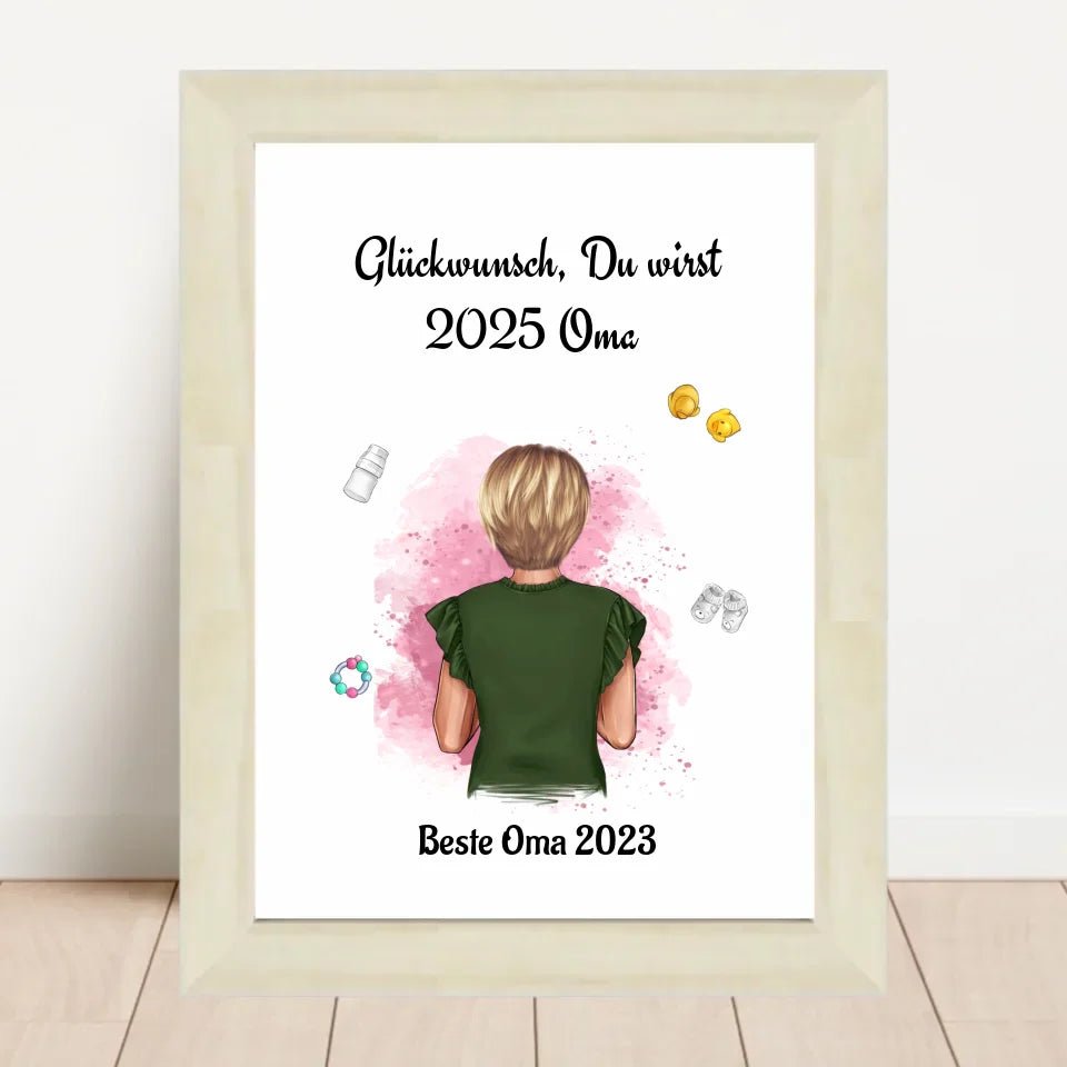 Du wirst Oma Poster personalisiert Schwangerschaft Ankündigung - Cantty