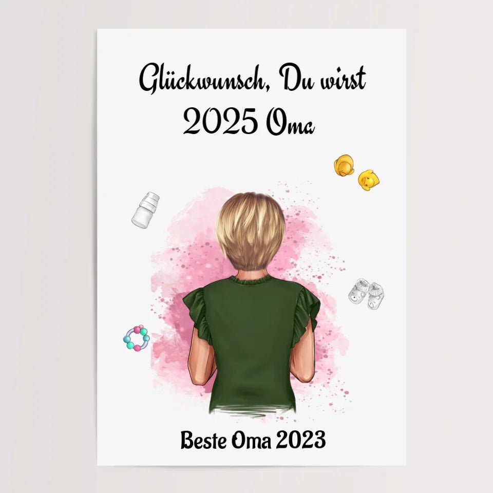 Du wirst Oma Poster personalisiert Schwangerschaft Ankündigung - Cantty