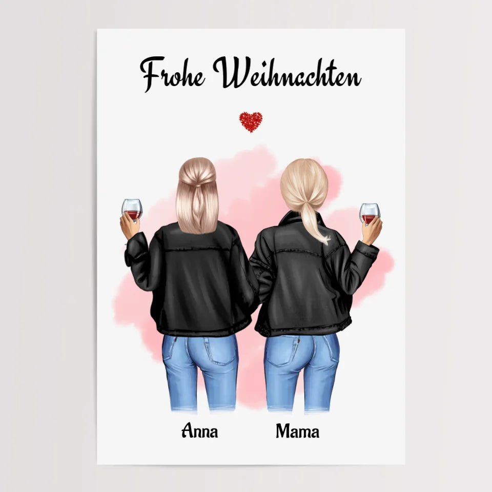 Geschenk Weihnachten Poster Mutter Tochter personalisiert - Cantty
