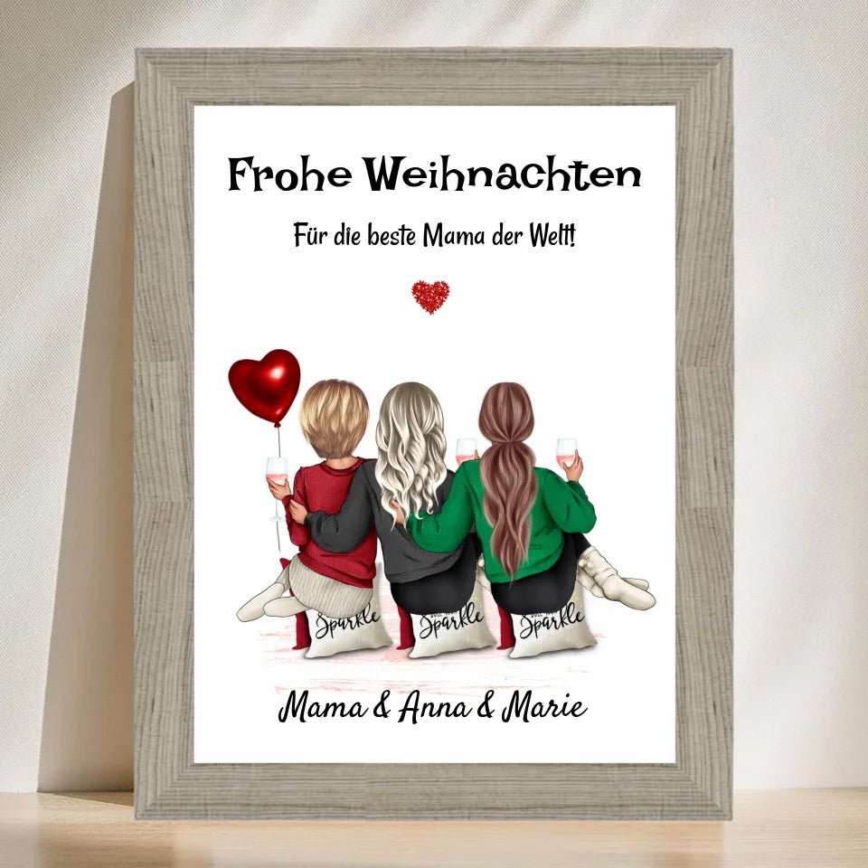 Mutter und 2 Töchter Weihnachtsgeschenk Bild - Cantty