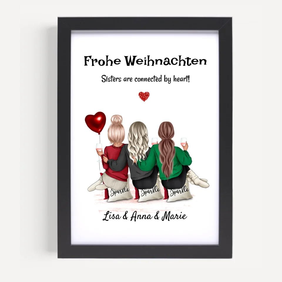 3 Geschwister Weihnachtsgeschenk Bild für Schwestern - Cantty
