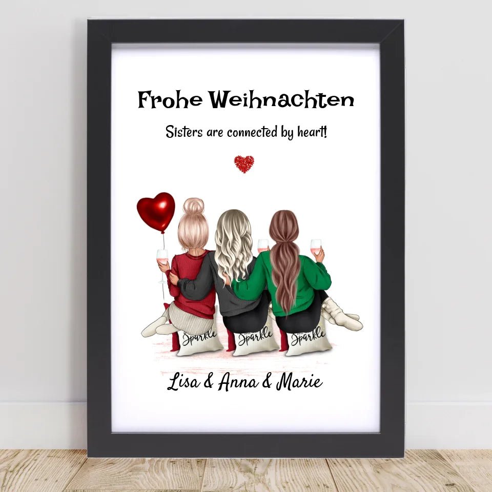 3 Geschwister Weihnachtsgeschenk Bild für Schwestern - Cantty