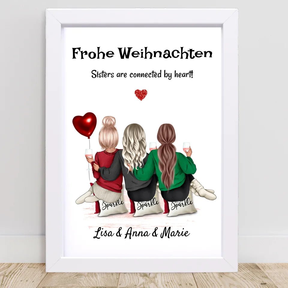 3 Geschwister Weihnachtsgeschenk Bild für Schwestern - Cantty