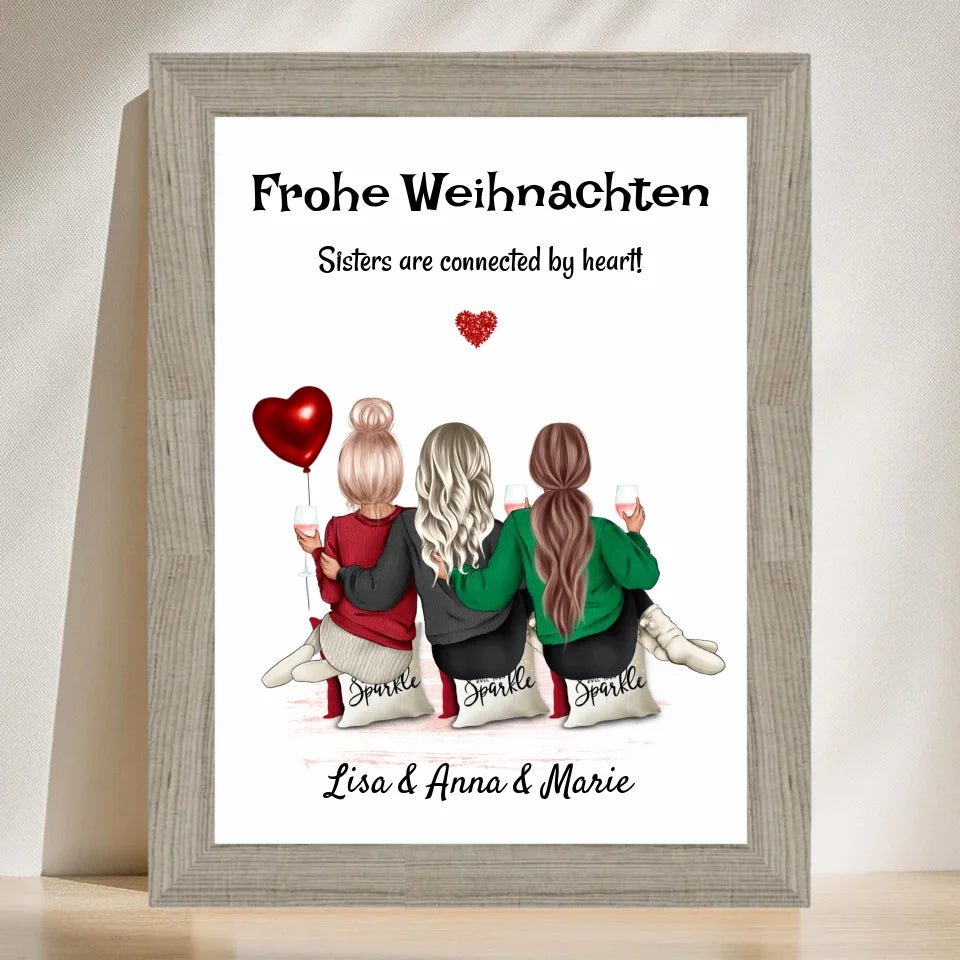3 Geschwister Weihnachtsgeschenk Bild für Schwestern - Cantty