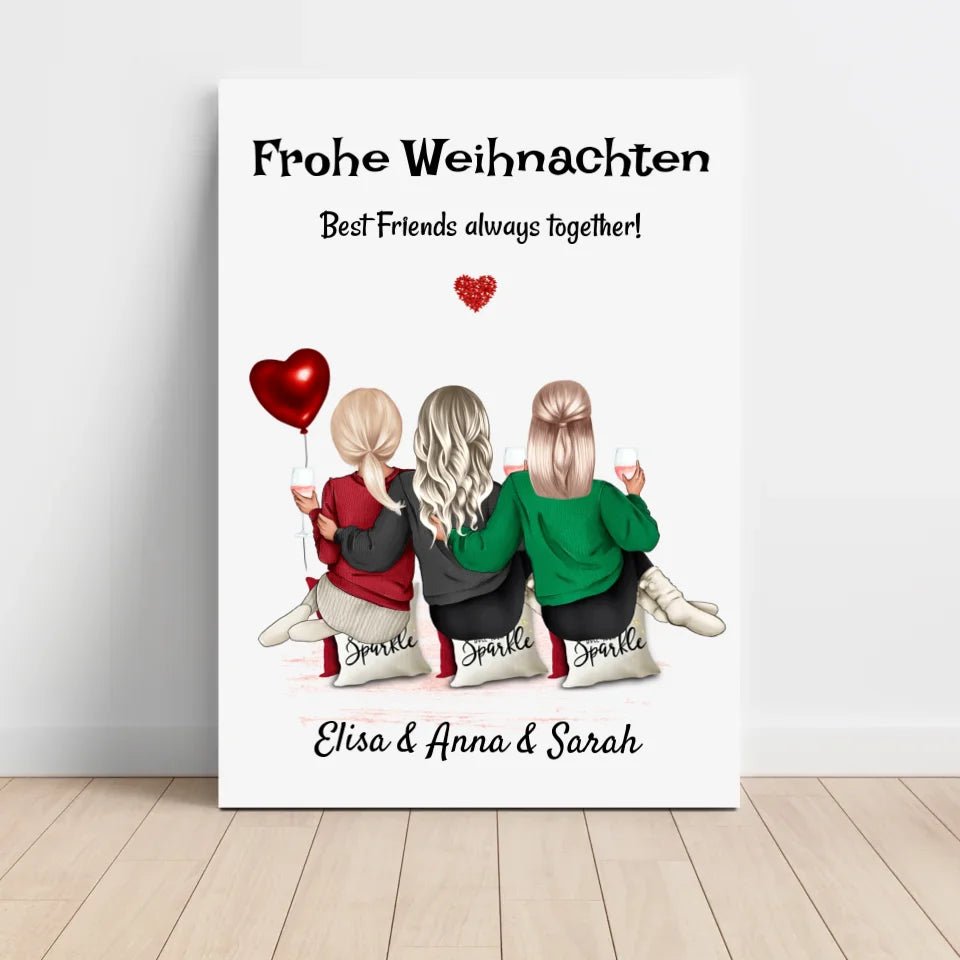 Geschenk für 3 Freundinnen Bild Weihnachten personalisiert - Cantty