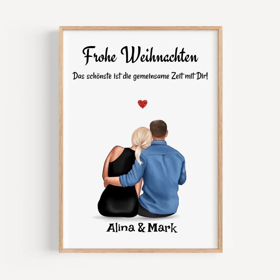 Paar Bild Geschenk Weihnachten personalisiert mit Namen & Spruch - Cantty