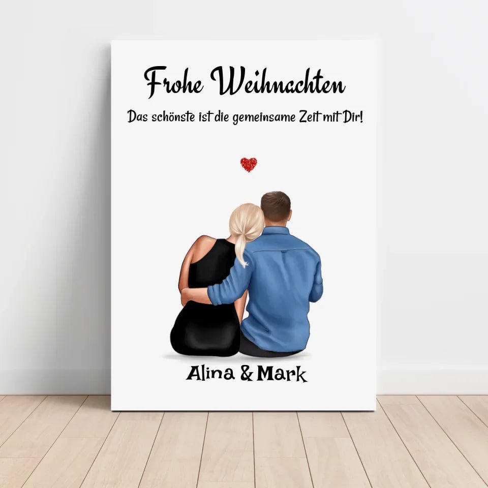 Paar Bild Geschenk Weihnachten personalisiert mit Namen & Spruch - Cantty