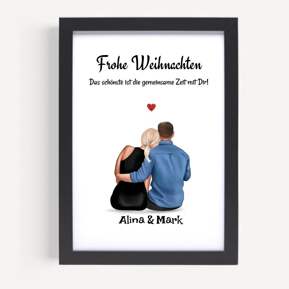 Paar Bild Geschenk Weihnachten personalisiert mit Namen & Spruch - Cantty