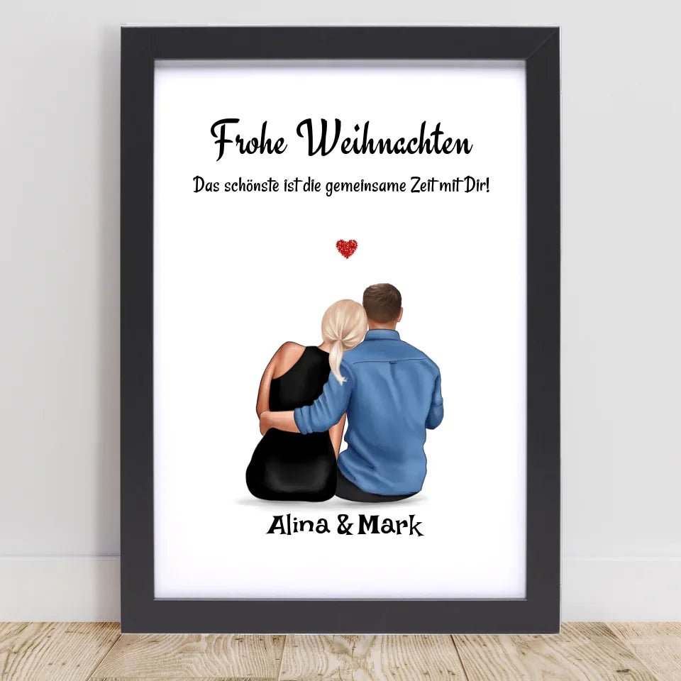 Paar Bild Geschenk Weihnachten personalisiert mit Namen & Spruch - Cantty