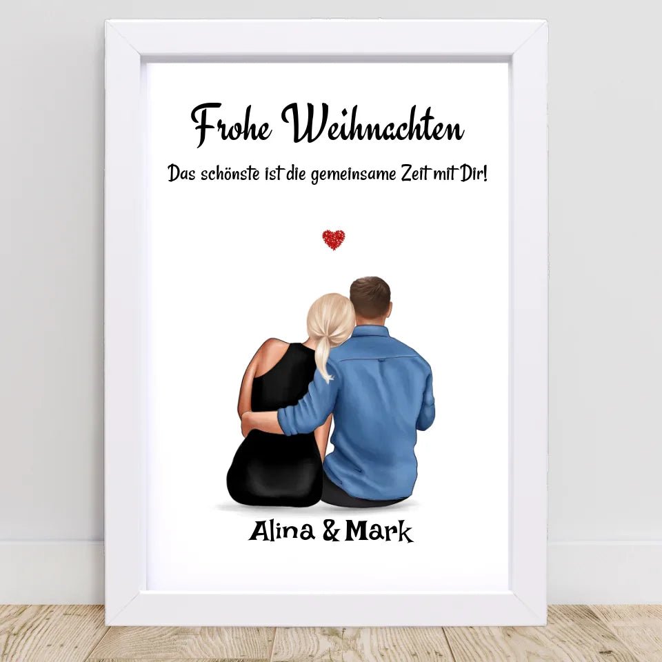 Paar Bild Geschenk Weihnachten personalisiert mit Namen & Spruch - Cantty