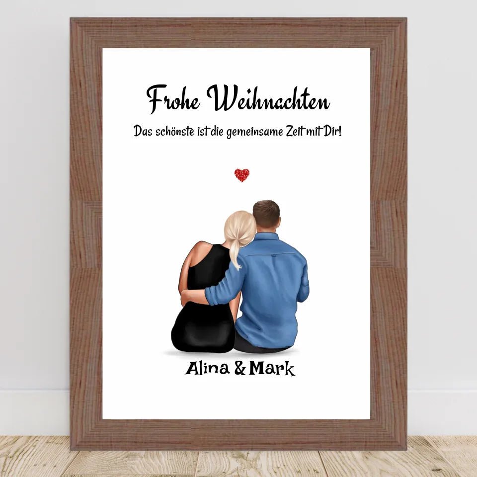 Paar Bild Geschenk Weihnachten personalisiert mit Namen & Spruch - Cantty