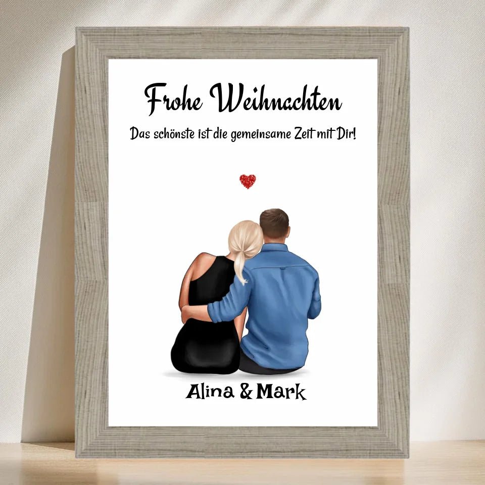 Paar Bild Geschenk Weihnachten personalisiert mit Namen & Spruch - Cantty
