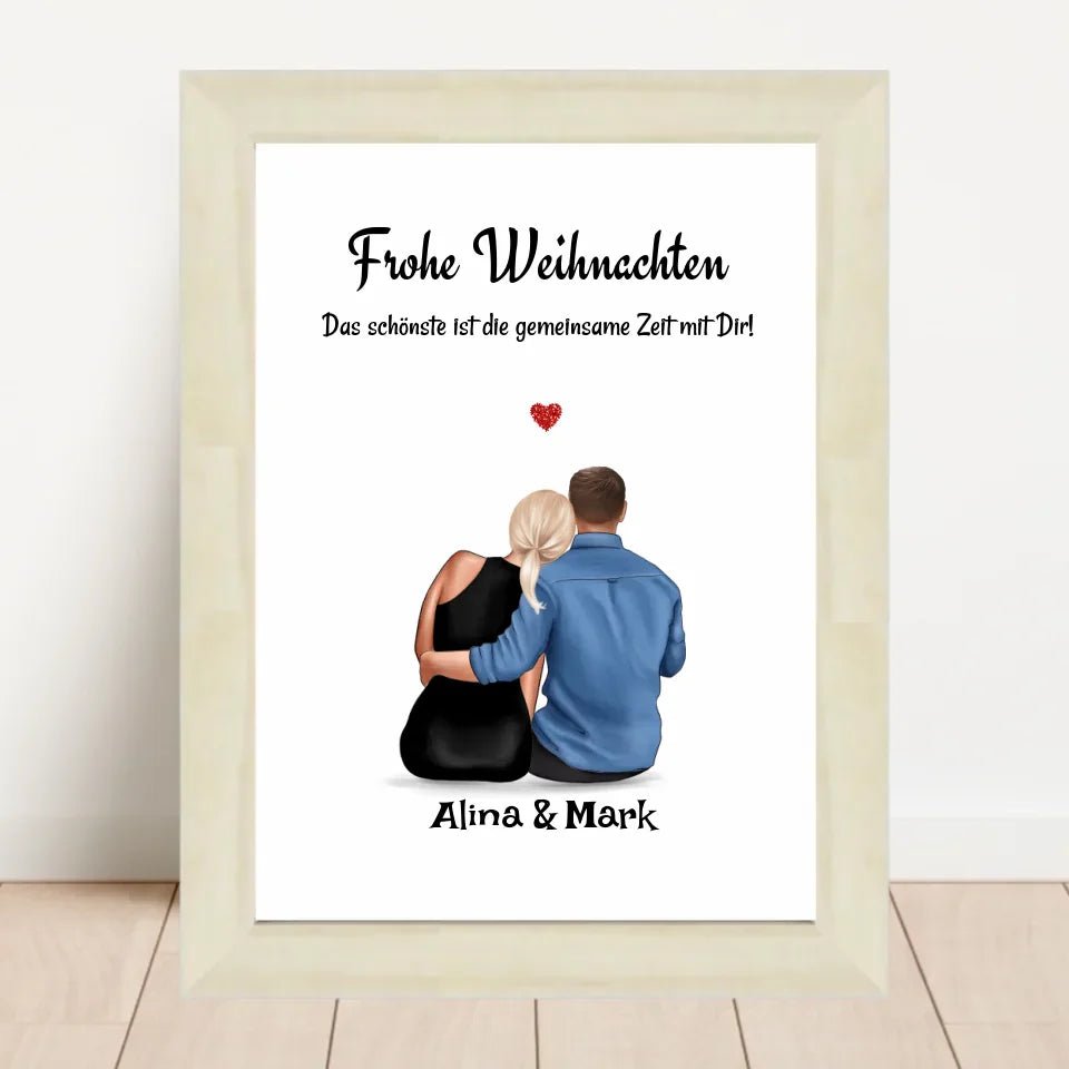 Paar Bild Geschenk Weihnachten personalisiert mit Namen & Spruch - Cantty