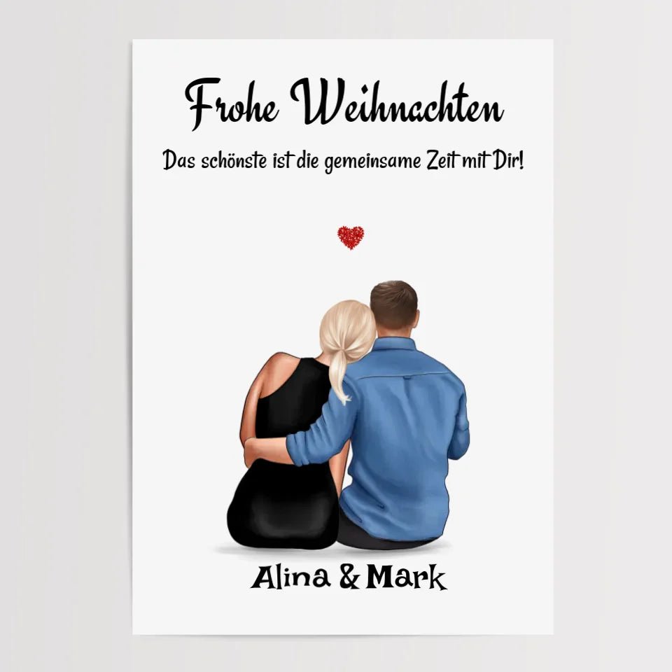 Paar Bild Geschenk Weihnachten personalisiert mit Namen & Spruch - Cantty