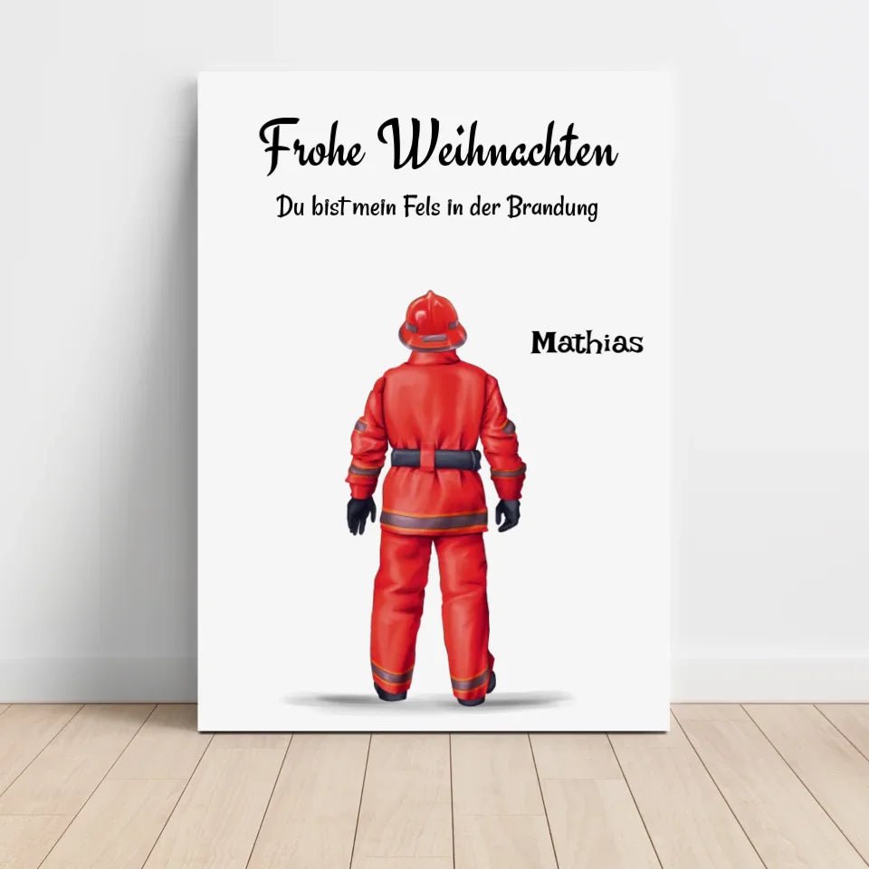 Feuerwehrmann Bild Geschenk Weihnachten personalisiert - Cantty