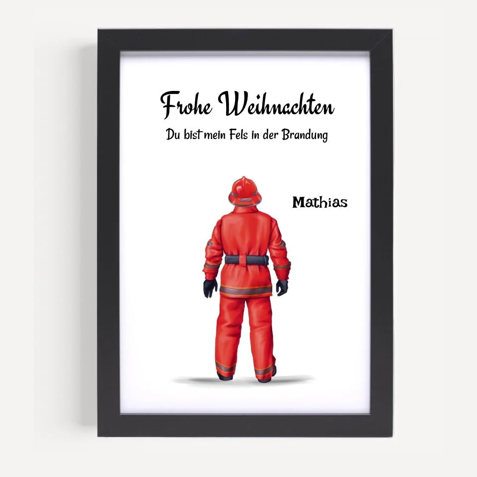 Feuerwehrmann Bild Geschenk Weihnachten personalisiert - Cantty