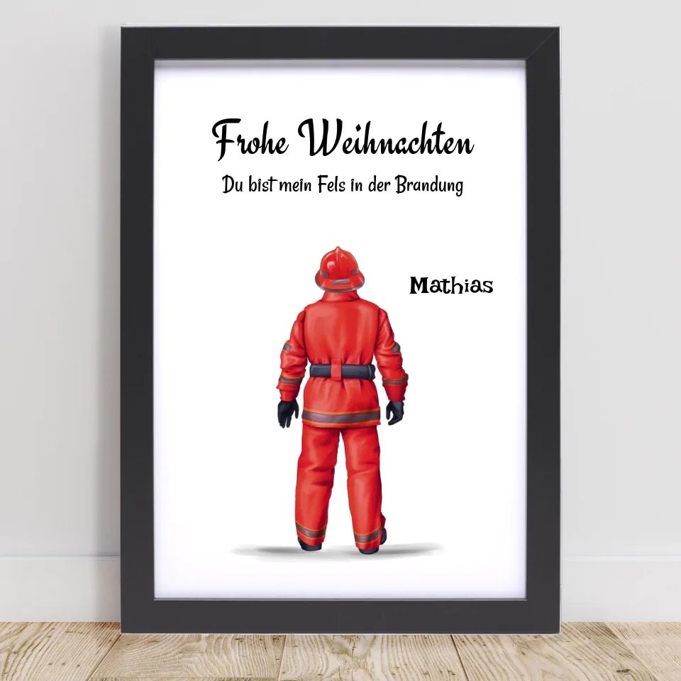Feuerwehrmann Bild Geschenk Weihnachten personalisiert - Cantty