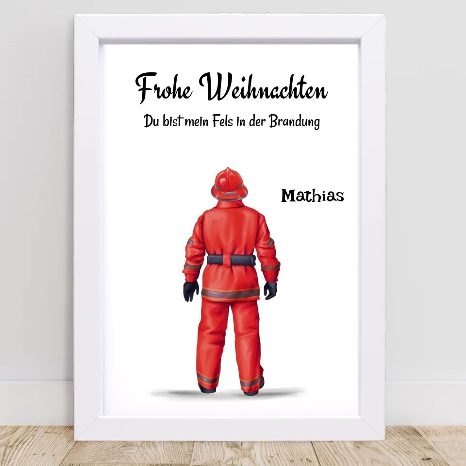 Feuerwehrmann Bild Geschenk Weihnachten personalisiert - Cantty