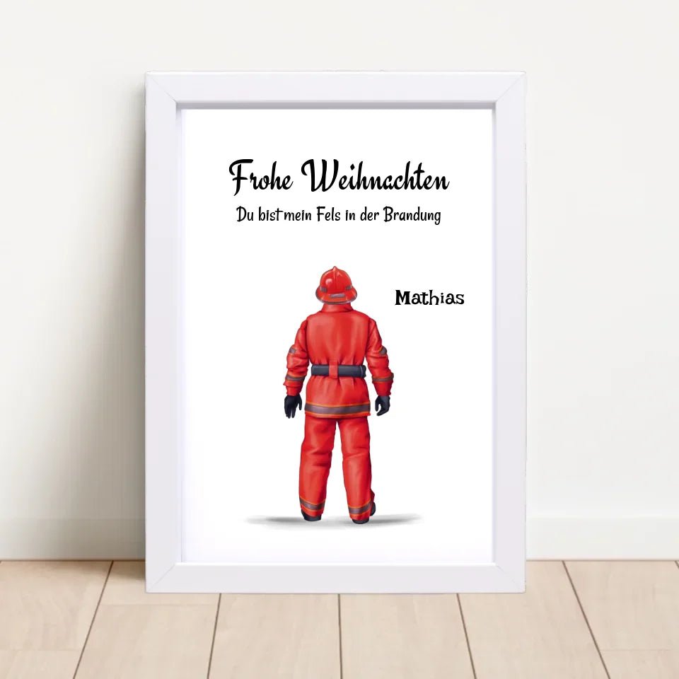 Feuerwehrmann Bild Geschenk Weihnachten personalisiert - Cantty