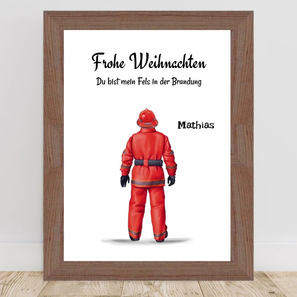 Feuerwehrmann Bild Geschenk Weihnachten personalisiert - Cantty