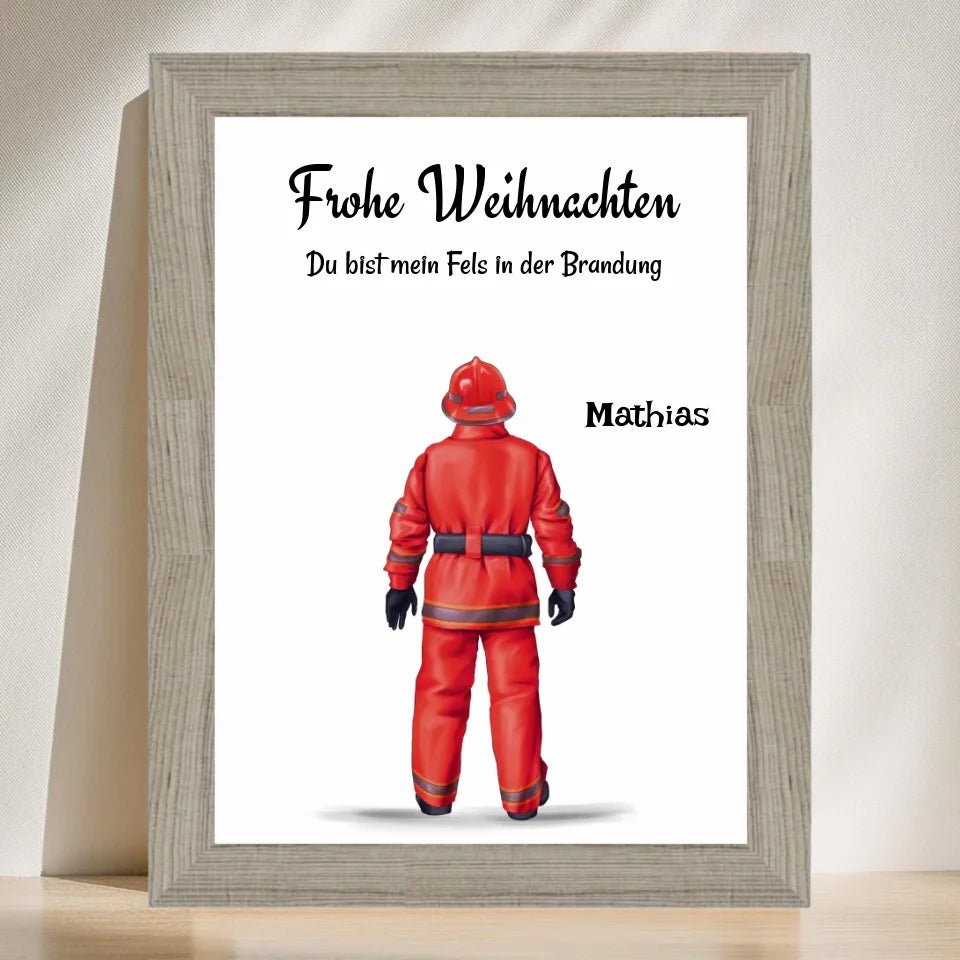 Feuerwehrmann Bild Geschenk Weihnachten personalisiert - Cantty