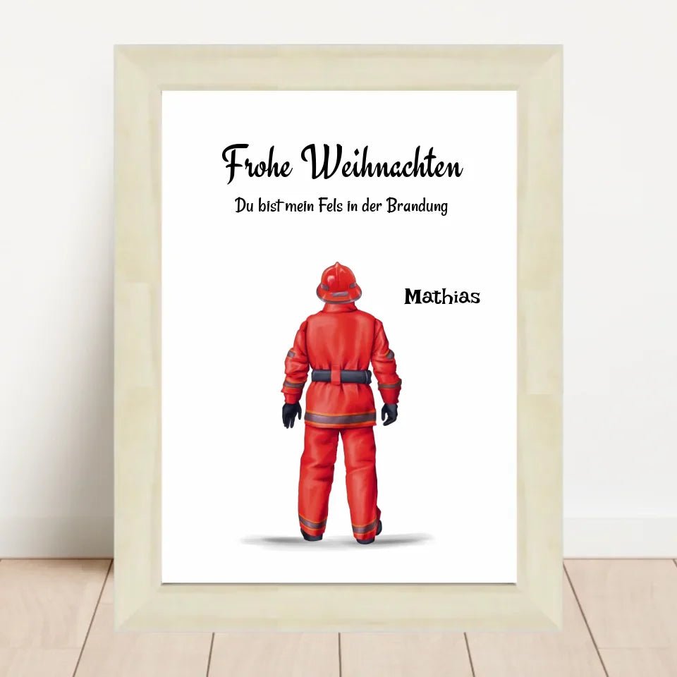 Feuerwehrmann Bild Geschenk Weihnachten personalisiert - Cantty