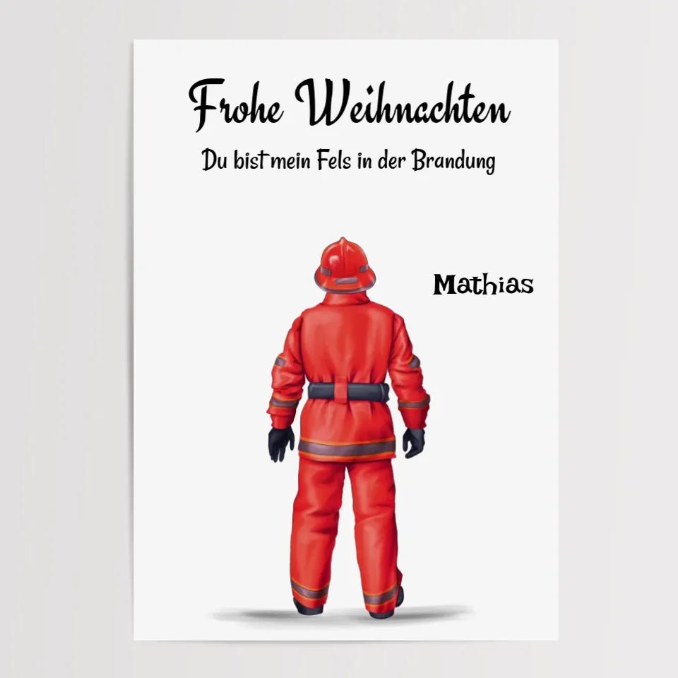 Feuerwehrmann Bild Geschenk Weihnachten personalisiert - Cantty