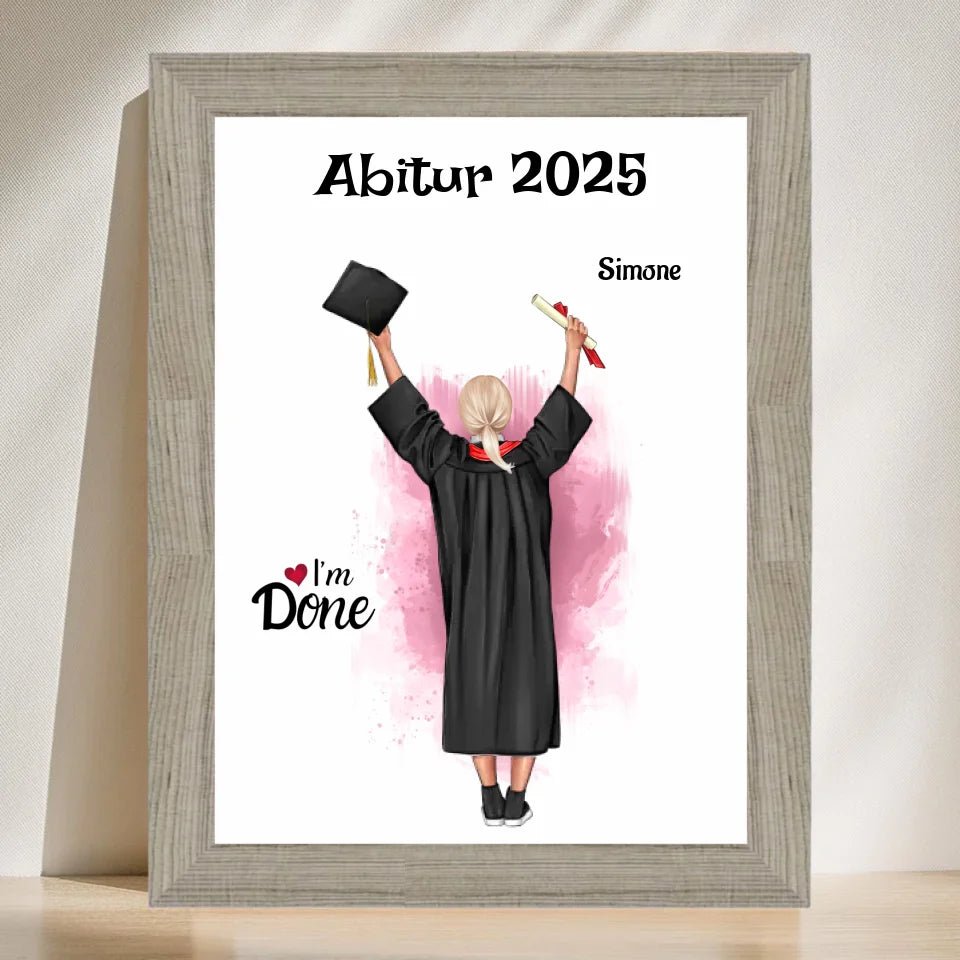 Abitur Prüfung bestanden Geschenk Poster personalisiert - Cantty