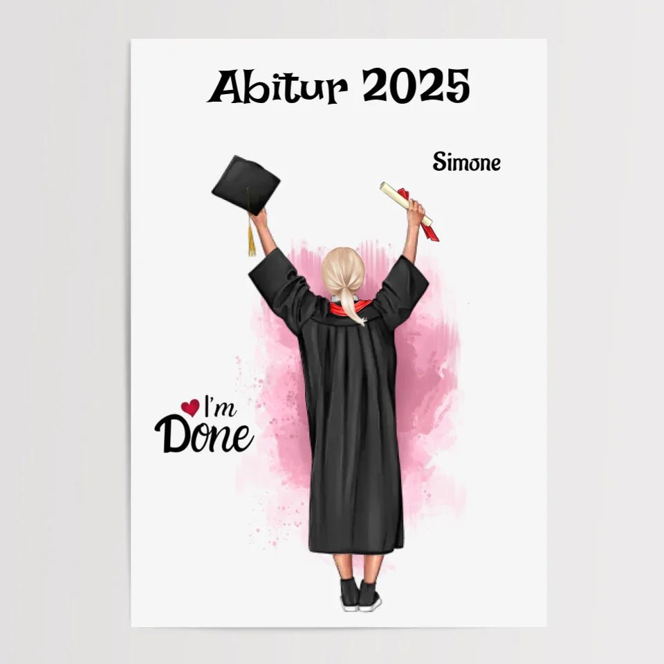 Abitur Prüfung bestanden Geschenk Poster personalisiert - Cantty