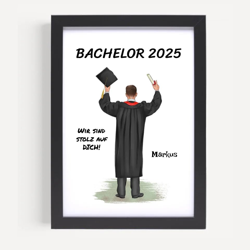 Geschenk zum Bachelor Abschluss Junge Poster personalisiert - Cantty
