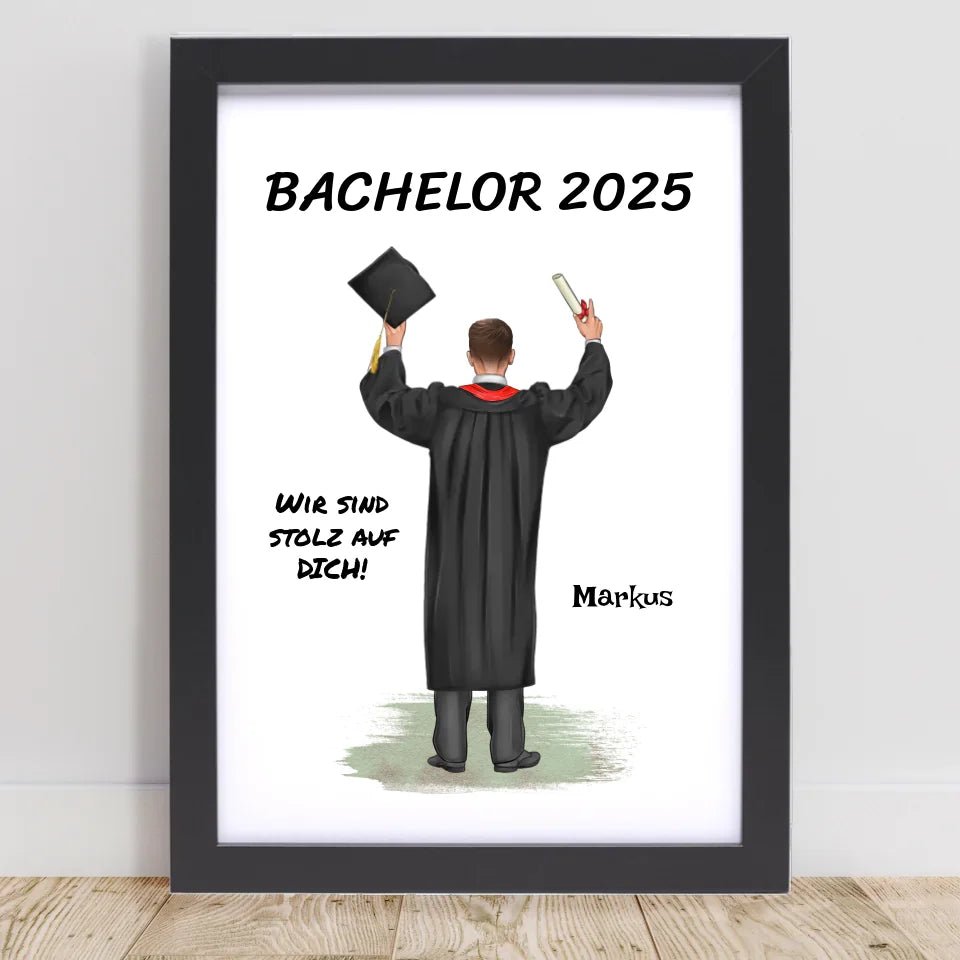 Geschenk zum Bachelor Abschluss Junge Poster personalisiert - Cantty