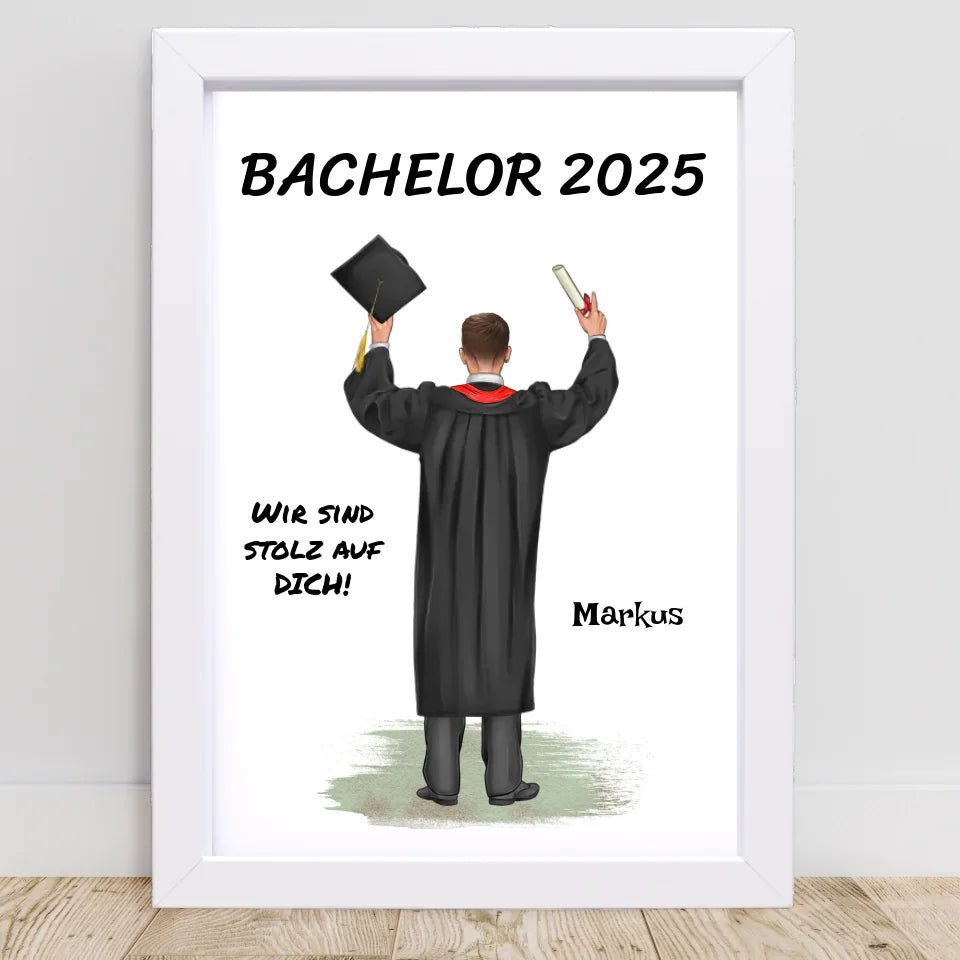 Geschenk zum Bachelor Abschluss Junge Poster personalisiert - Cantty