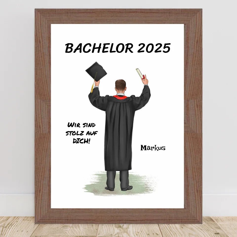 Geschenk zum Bachelor Abschluss Junge Poster personalisiert - Cantty