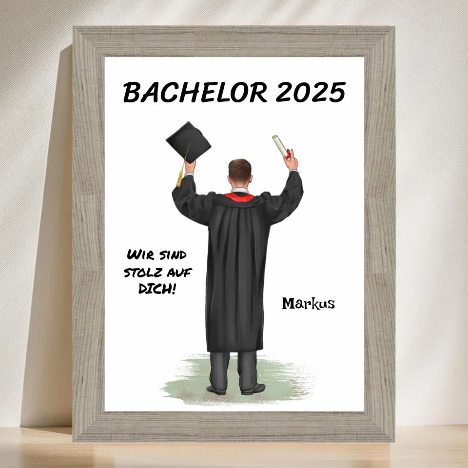 Geschenk zum Bachelor Abschluss Junge Poster personalisiert - Cantty